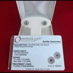 14K white gold and diamond earrings with authenticity card